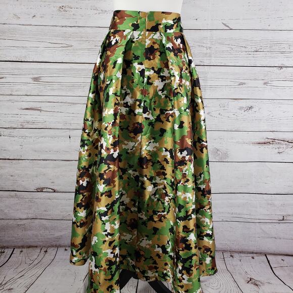 Rose Collection New Flawed Camouflage Hi- Low Hem Midi Maxi Skirt Size 1XL - Picture 10 of 11